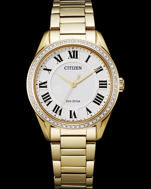 title:Citizen Women's Arezzo 32mm Solar Quartz Eco-Drive Watch EM0882-59A;color:Gold