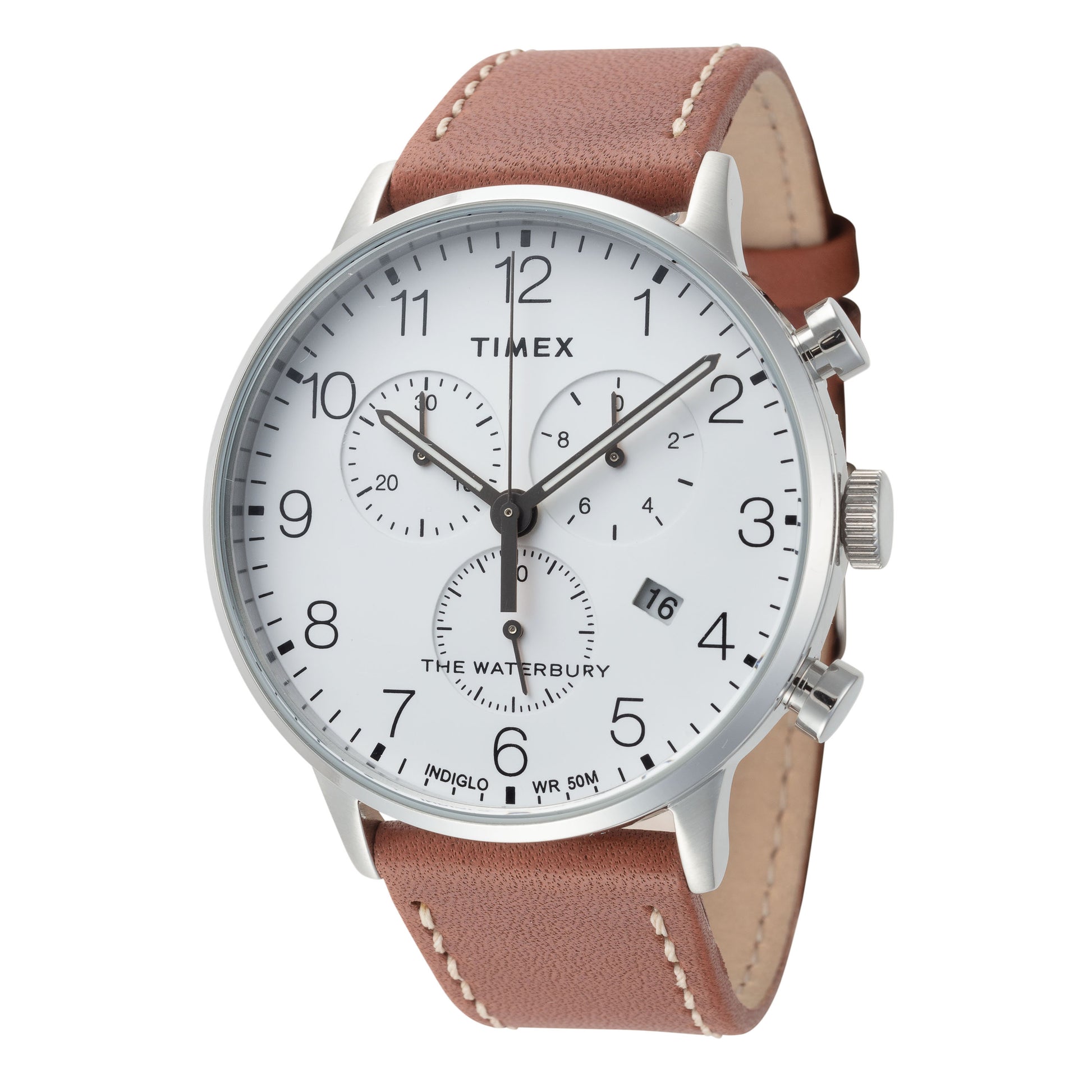 title:Timex Men's Waterbury 40mm Quartz Chronograph Watch TW2T28000VQ;color:Brown