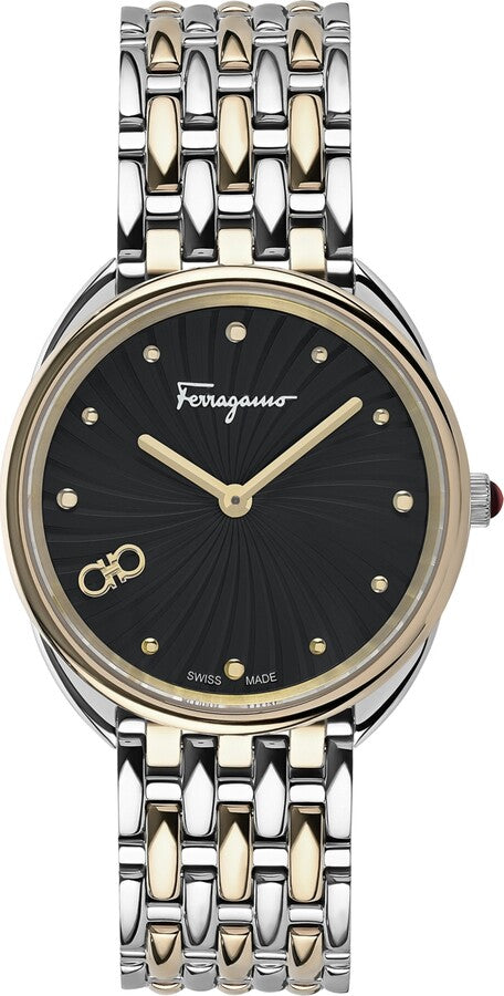 title:Ferragamo Women's Cuir 34mm Quartz Watch SFYN00820;color:Silver and Gold