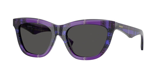 title:Burberry Women's 53mm Check Violet Sunglasses BE4435-411387-53;color:Check Violet frame, Dark Grey lens