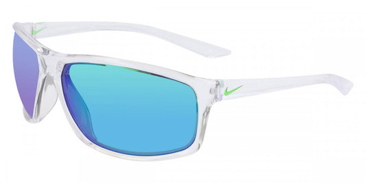 title:Nike Men's Adrenaline 66mm Clear Grey Sunglasses EV1113-901-66;color:Clear Grey frame, Green lens