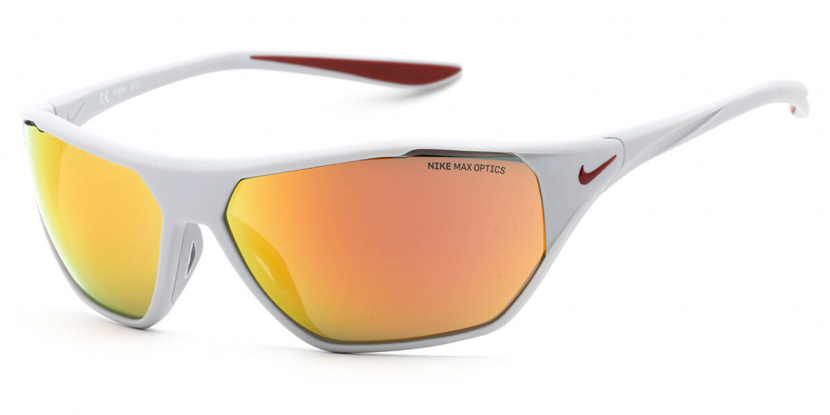 title:Nike Unisex Aero Drift 65mm Matte Wolf Grey Sunglasses DQ0997-013-65;color:Matte Wolf Grey frame, Orange Mirror lens