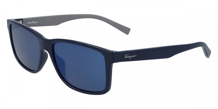 title:Ferragamo Men's 57mm Blue and Grey Sunglasses SF938S-435-57;color:Blue and Grey frame, Grey lens