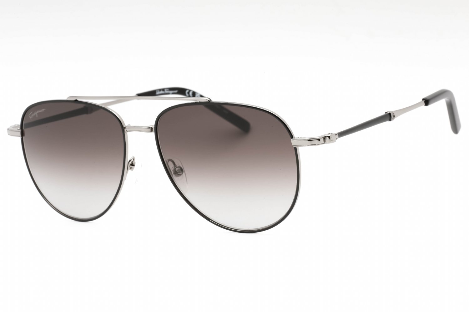 title:Ferragamo Men's 58mm Black and Light Ruthenium Sunglasses SF226S-086-58;color:Black and Light Ruthenium frame, Grey lens