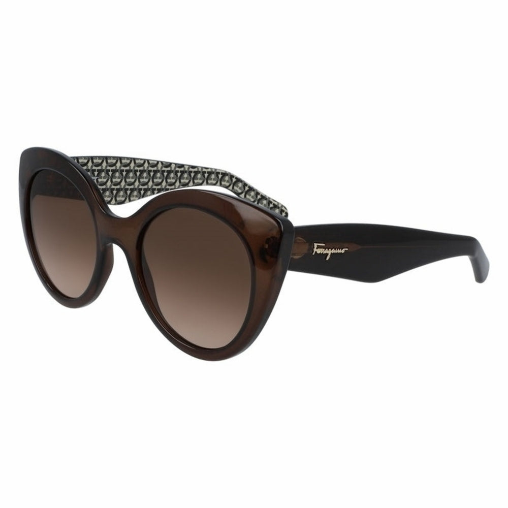 title:Ferragamo Women's 54mm Crystal Brown Sunglasses SF964S-210-54;color:Crystal Brown frame, Brown Gradient lens