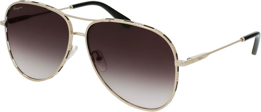 title:Ferragamo Women's 62mm Rose Gold and Black Sunglasses SF268S-786-62;color:Rose Gold and Black frame, Black lens