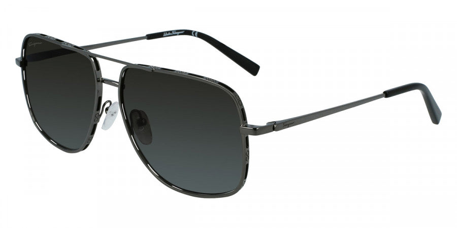 title:Ferragamo Men's 60mm Dark Ruthenium Sunglasses SF278S-069-60;color:Dark Ruthenium frame, Grey Gradient lens