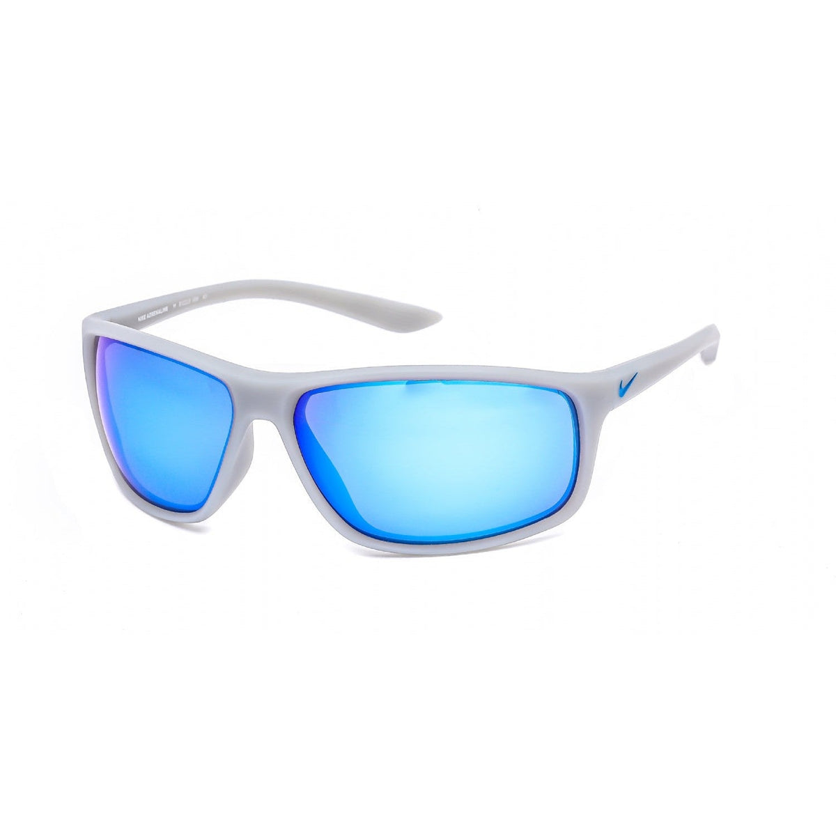 title:Nike Men's Adrenaline 66mm White and Grey Sunglasses EV1113-100-66;color:White and Grey frame, Blue Mirror lens