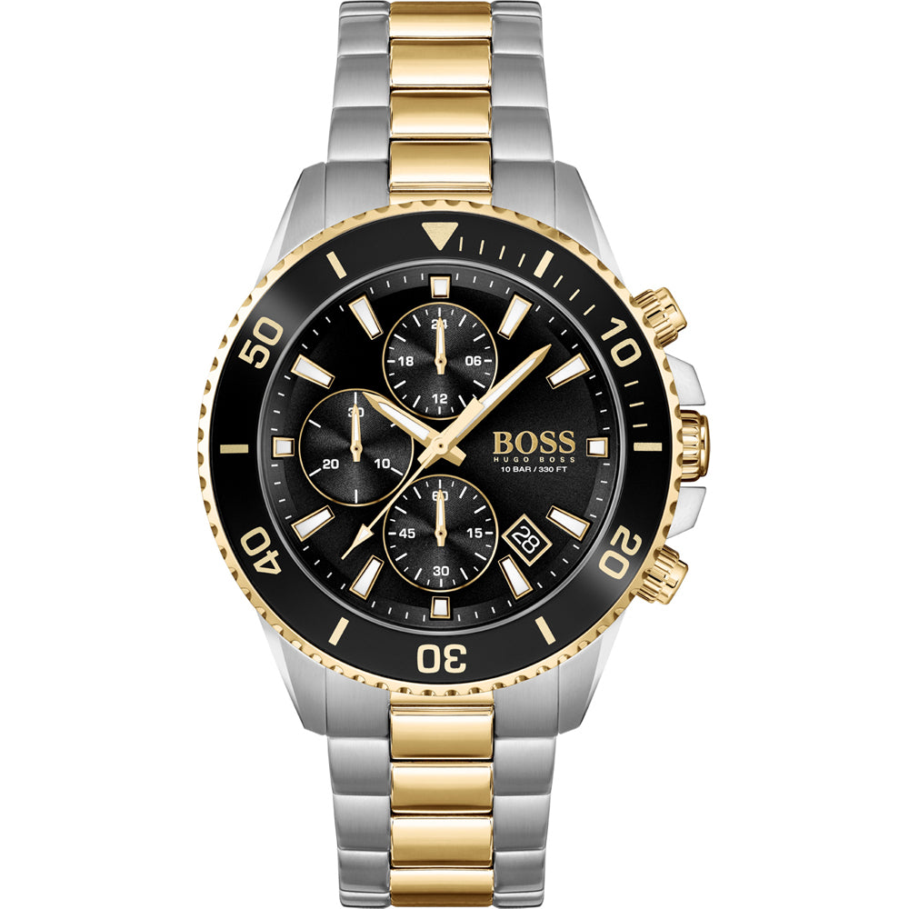 title:Hugo Boss Men's Admiral 46mm Quartz Chronograph Watch 1513908;color:Silver and Gold