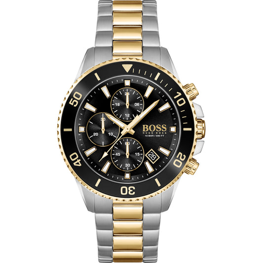 title:Hugo Boss Men's Admiral 46mm Quartz Chronograph Watch 1513908;color:Silver and Gold