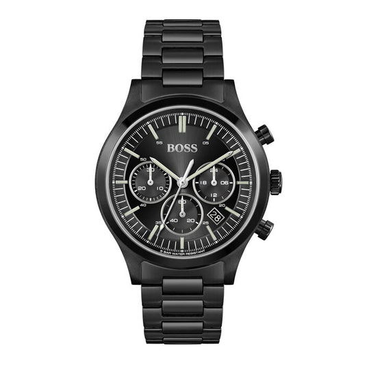 title:Hugo Boss Men's Metronome 44mm Quartz Chronograph Watch 1513802;color:Black