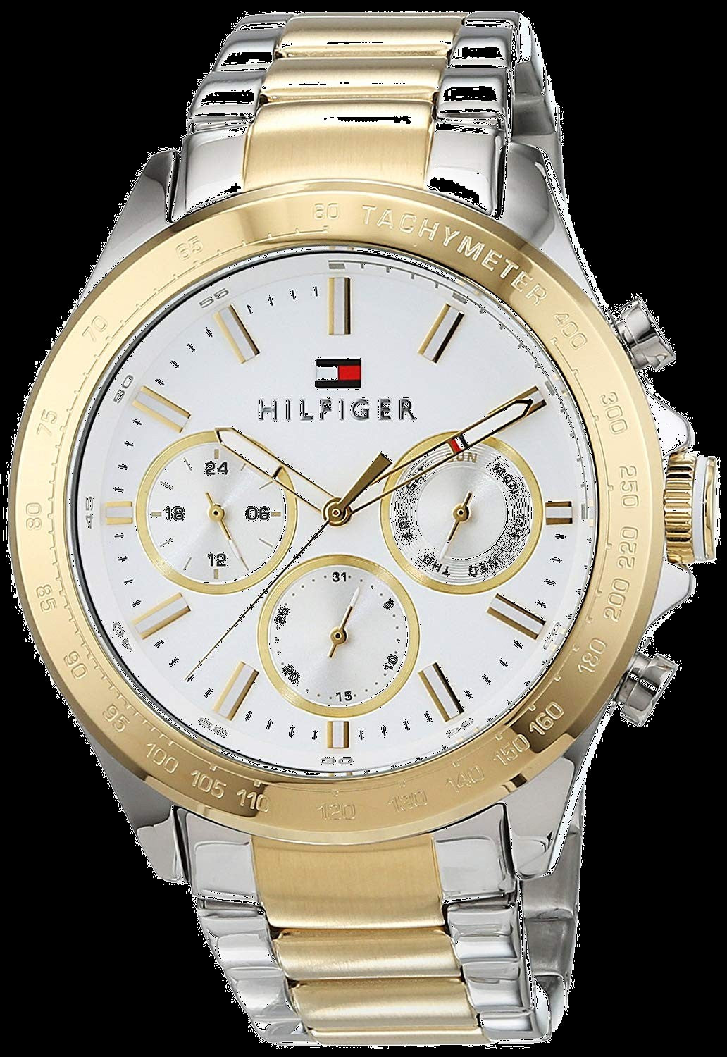 title:Tommy Hilfiger Men's Hudson 45.5mm Quartz Watch 1791226;color:Silver and Gold