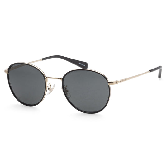 title:Coach Men's 52mm Shiny Light Gold Black Sunglasses HC7163-934687-52;color:Shiny Light Gold / Black frame, Grey Solid lens