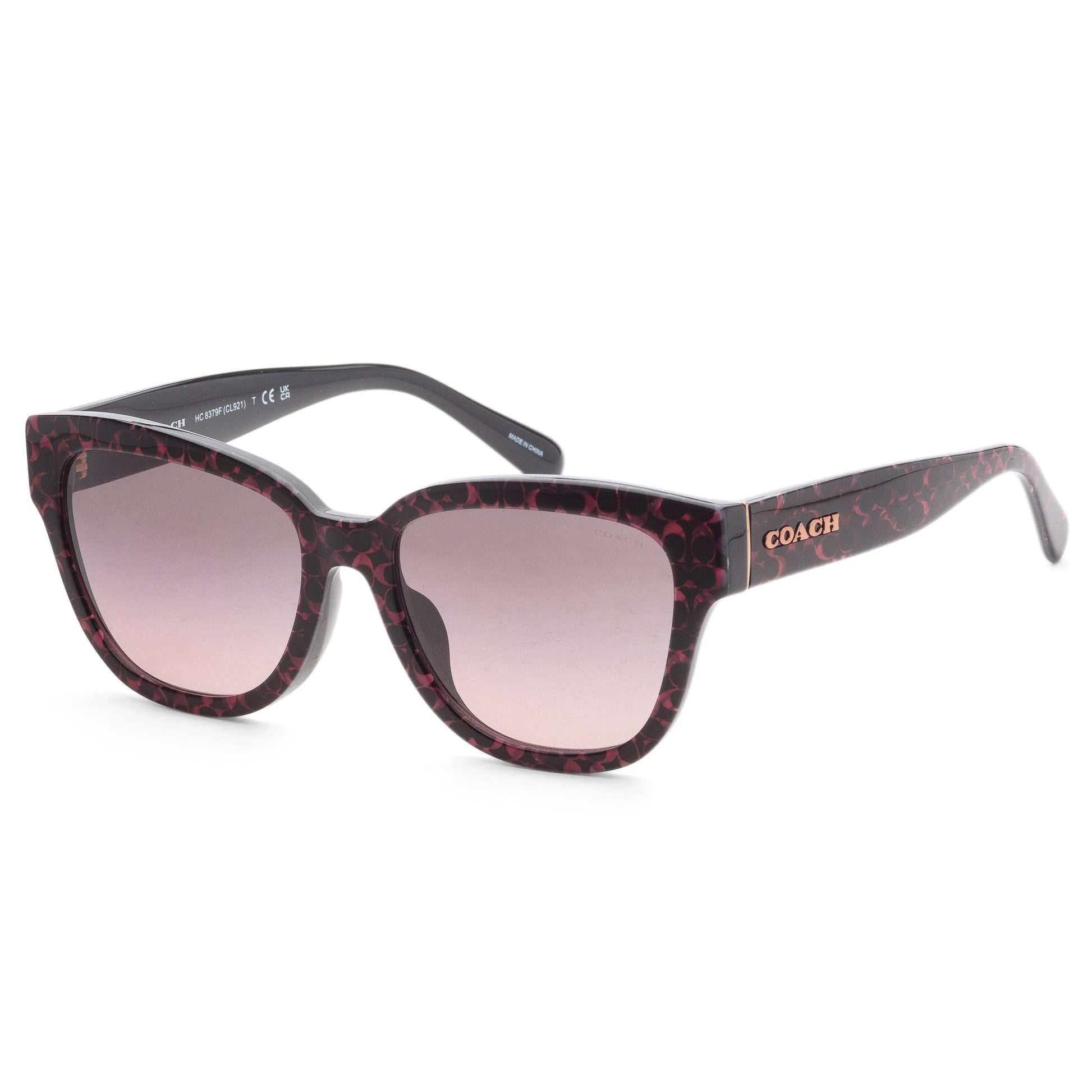 title:Coach Women 57mm Ruby Pearl Signature C Sunglasses HC8379F-578346-57;color:Ruby Pearl Signature C frame, Grey Rose Gradient lens