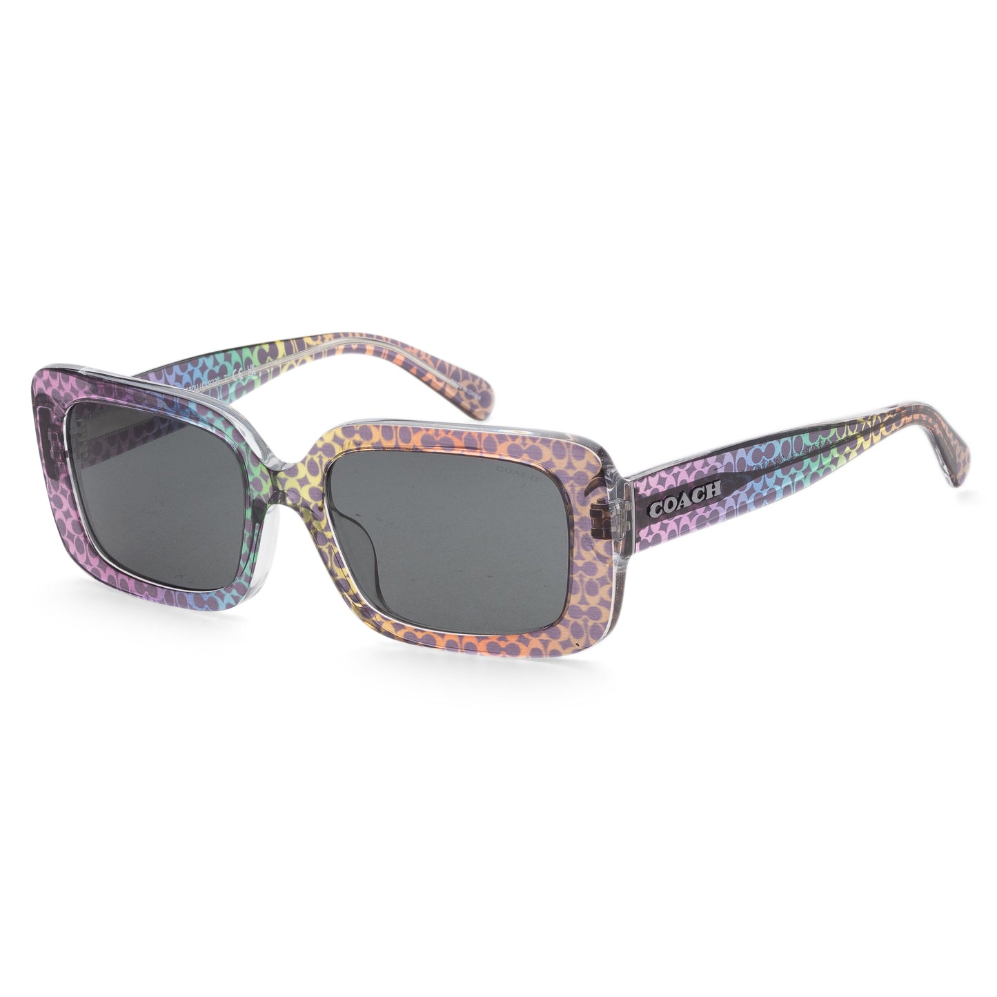 title:Coach Woman 54mm Rainbow Signature C Sunglasses HC8380U-583587-54;color:Rainbow Signature C frame, Grey Solid lens