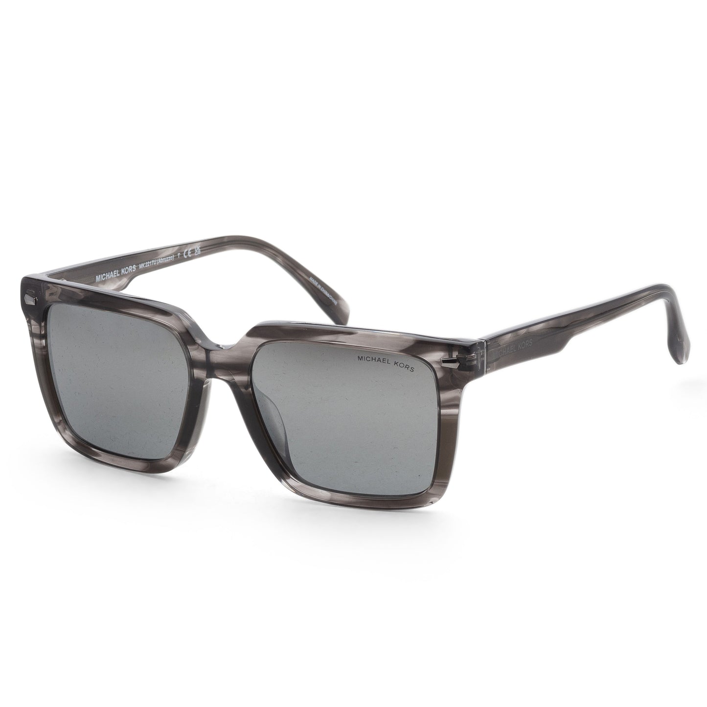 title:Michael Kors Man 55mm Black Horn Sunglasses MK2217U-396688-55;color:Black Horn frame, Grey Mirror Gradient lens