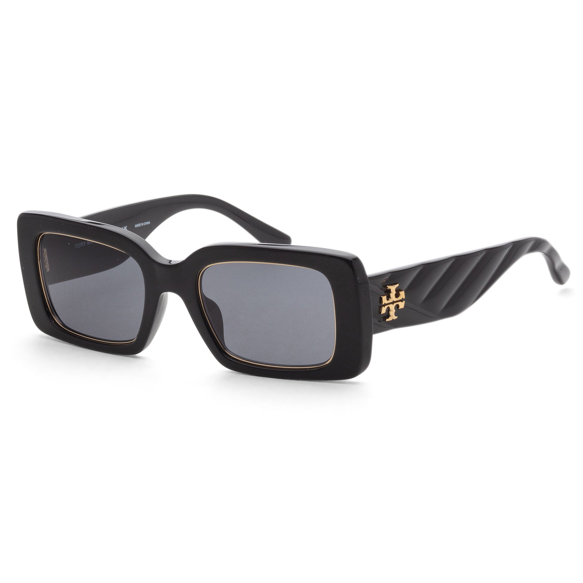 title:Tory Burch Women 51mm Black Sunglasses TY7188U-170987-51;color:Black frame, Solid Grey lens