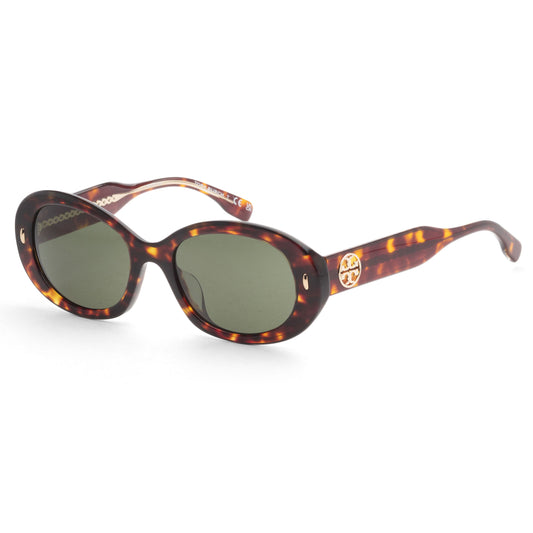 title:Tory Burch Woman 53mm Dark Tortoise Sunglasses TY7214U-172871-53;color:Dark Tortoise frame, Dark Green lens