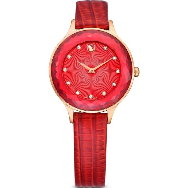 title:Swarovski Women's Octea 33mm Red Leather Quartz Watch 5650002;color:Red