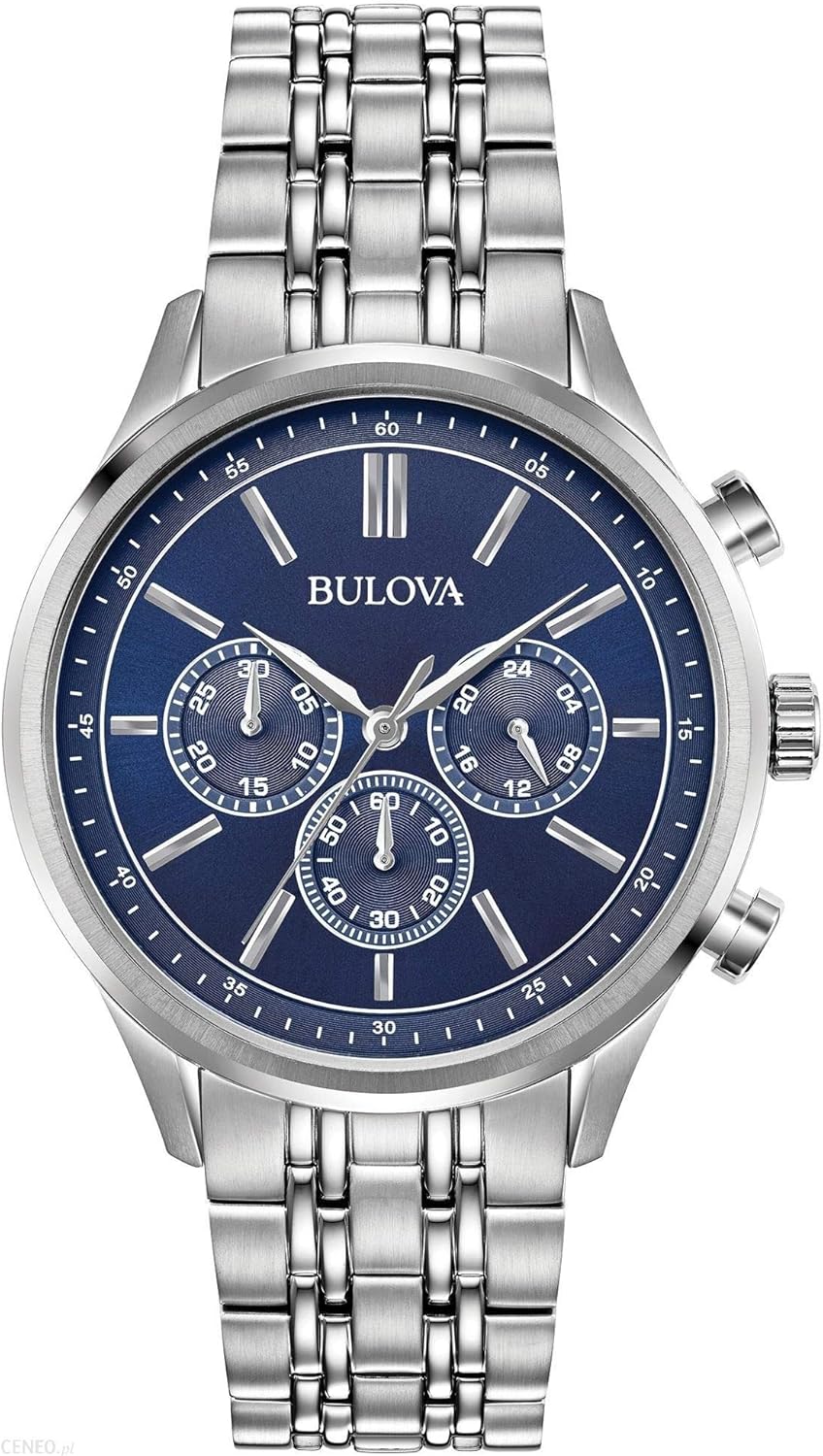 title:Bulova Mens Chronograph Steel Bracelet Watch;color:Silver