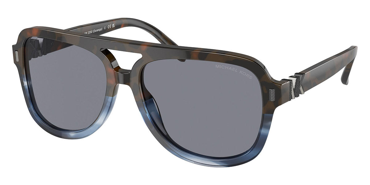 title:Michael Kors Men's 57mm Blue Brown Block Tortoise Sunglasses MK2202-394155-57;color:Blue Brown Block  Tortoise