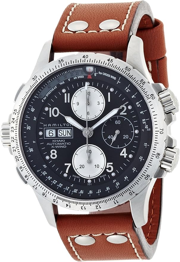 title:Hamilton Men's Khaki Aviation X-Wind 44mm Chronograph Automatic Watch H89656533;color:Brown