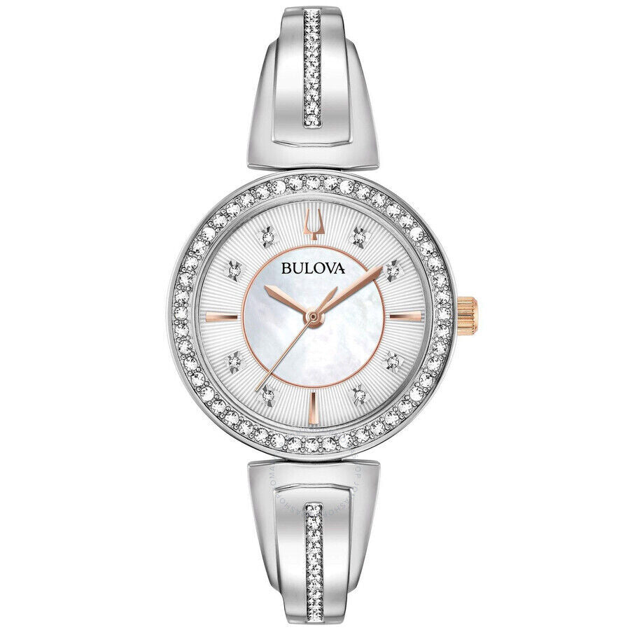 title:Bulova Women's Women's 30mm Quartz Watch and Necklace Set 98X126;color:Silver