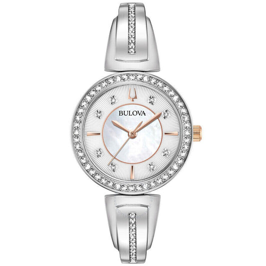 title:Bulova Women's Women's 30mm Quartz Watch and Necklace Set 98X126;color:Silver