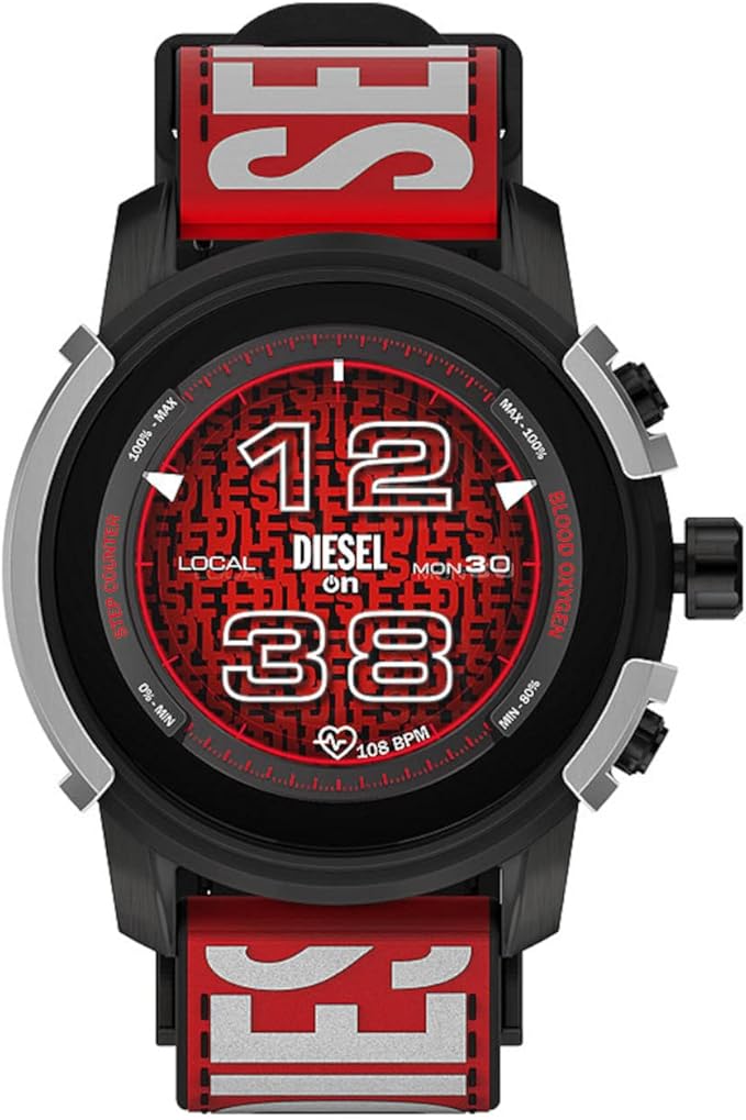 title:Diesel Men's Griffed 45.5mm Quartz Smartwatch DZT2041;color:Red