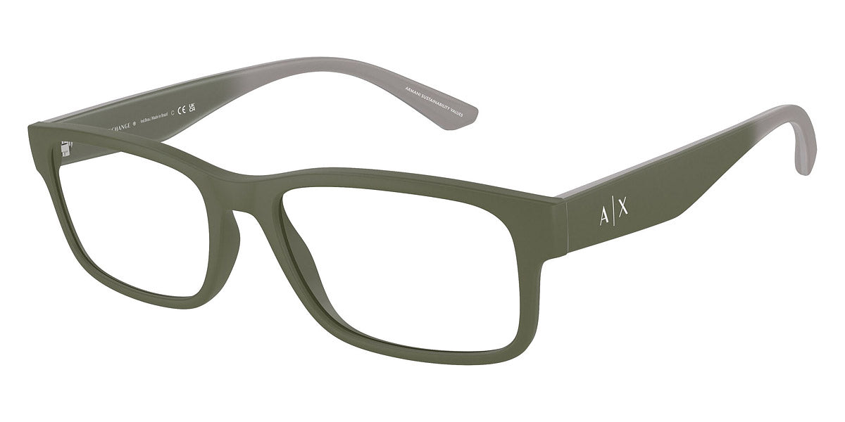 title:Armani Exchange Men's 56mm Opticals AX3106F-8301-56;color:Matte Green