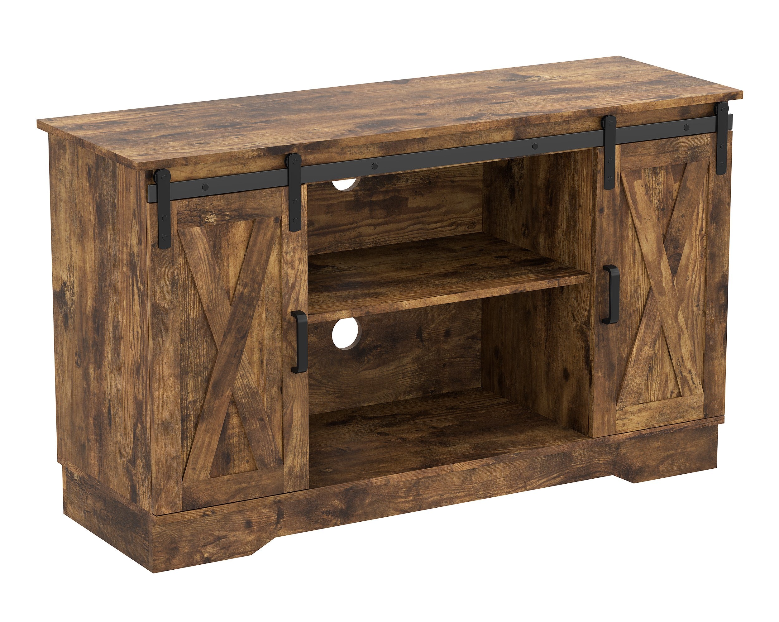 title:Safdie & Co. Tv Stand 48L Brown Reclaimed Wood 2 Sliding Doors 3 Shelves;color:Brown