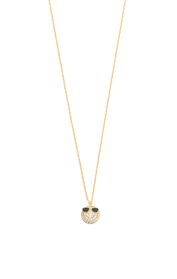 title:Cool Emoji Pendant Necklace;color:Gold/Jet