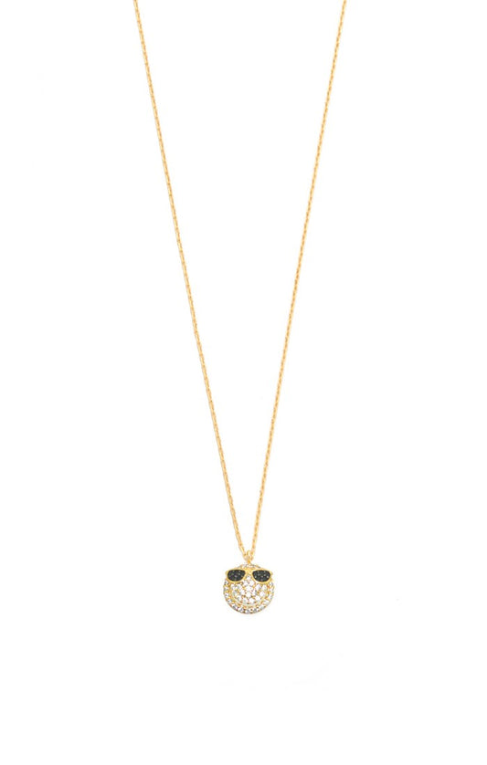 title:Cool Emoji Pendant Necklace;color:Gold/Jet