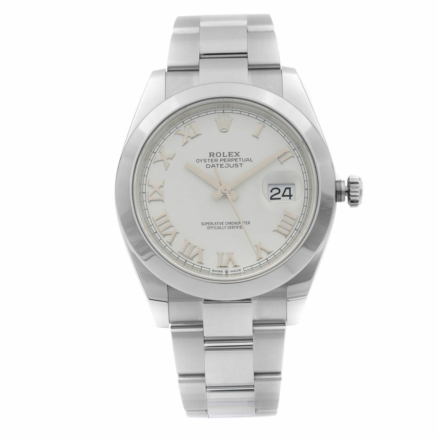 title:Rolex Datejust 41 Steel White Roman Dial Smooth Oyster Automatic Watch TFJ-142508566;color:not applicable