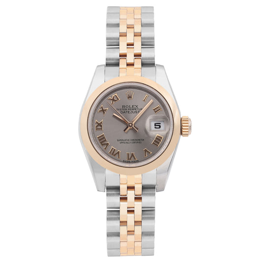 title:Rolex Datejust 26mm 18k Rose Gold Steel Gray Roman Dial Ladies Watch   TFJ-142508504;color:not applicable