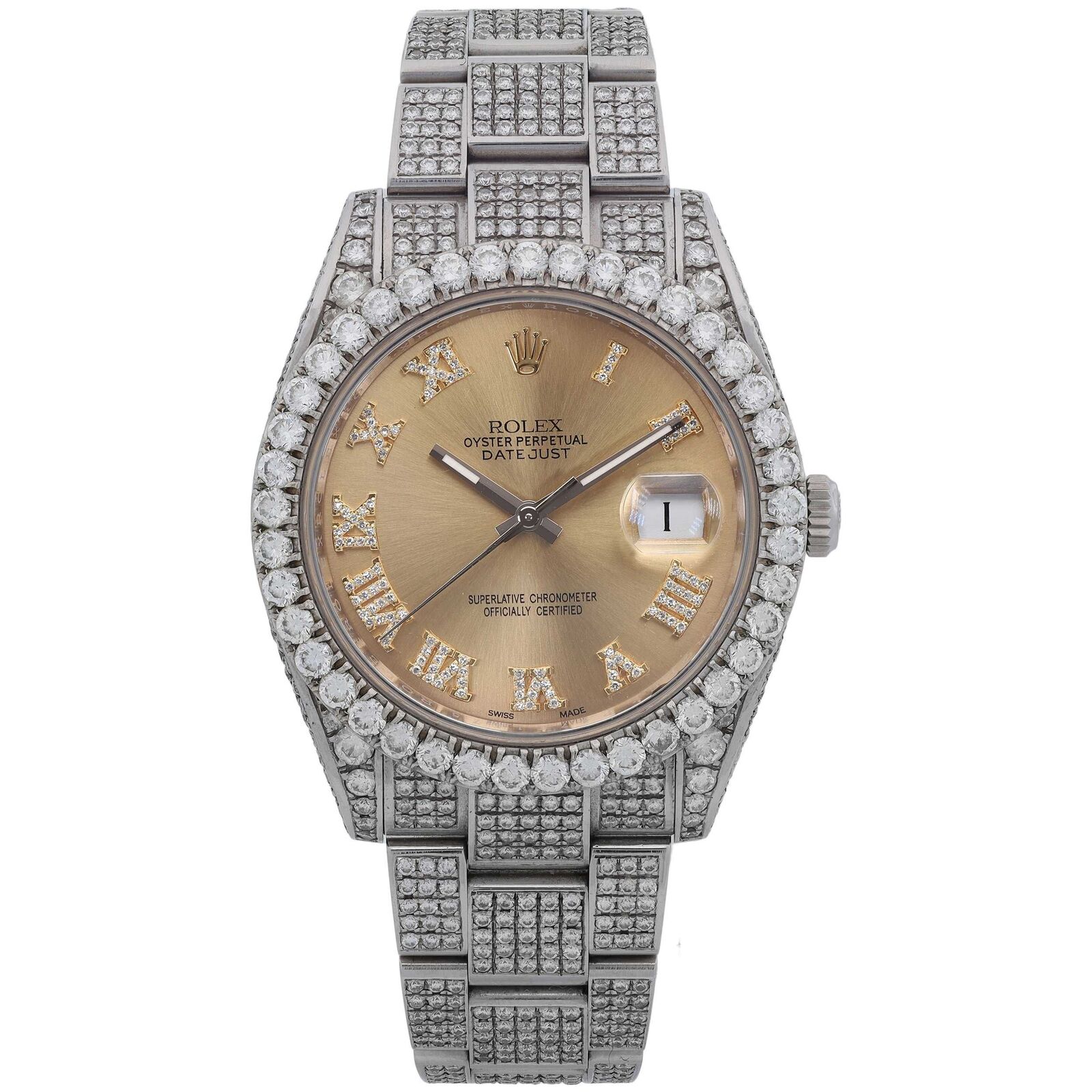 title:Rolex Datejust  Custom Diamond Steel Automatic Men Watch TFJ-142508405;color:not applicable