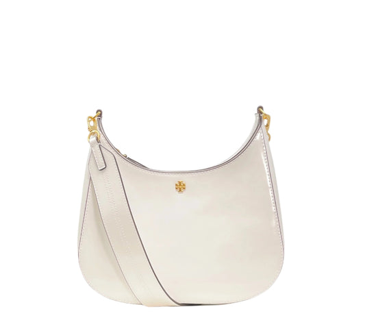 title:Tory Burch Optic White Emerson Patent Swingpack;color:Optic White