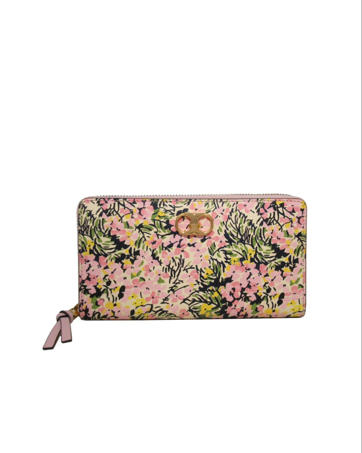 title:Tory Burch Flower Field Gemini Link Zip Continental;color:Flower Field