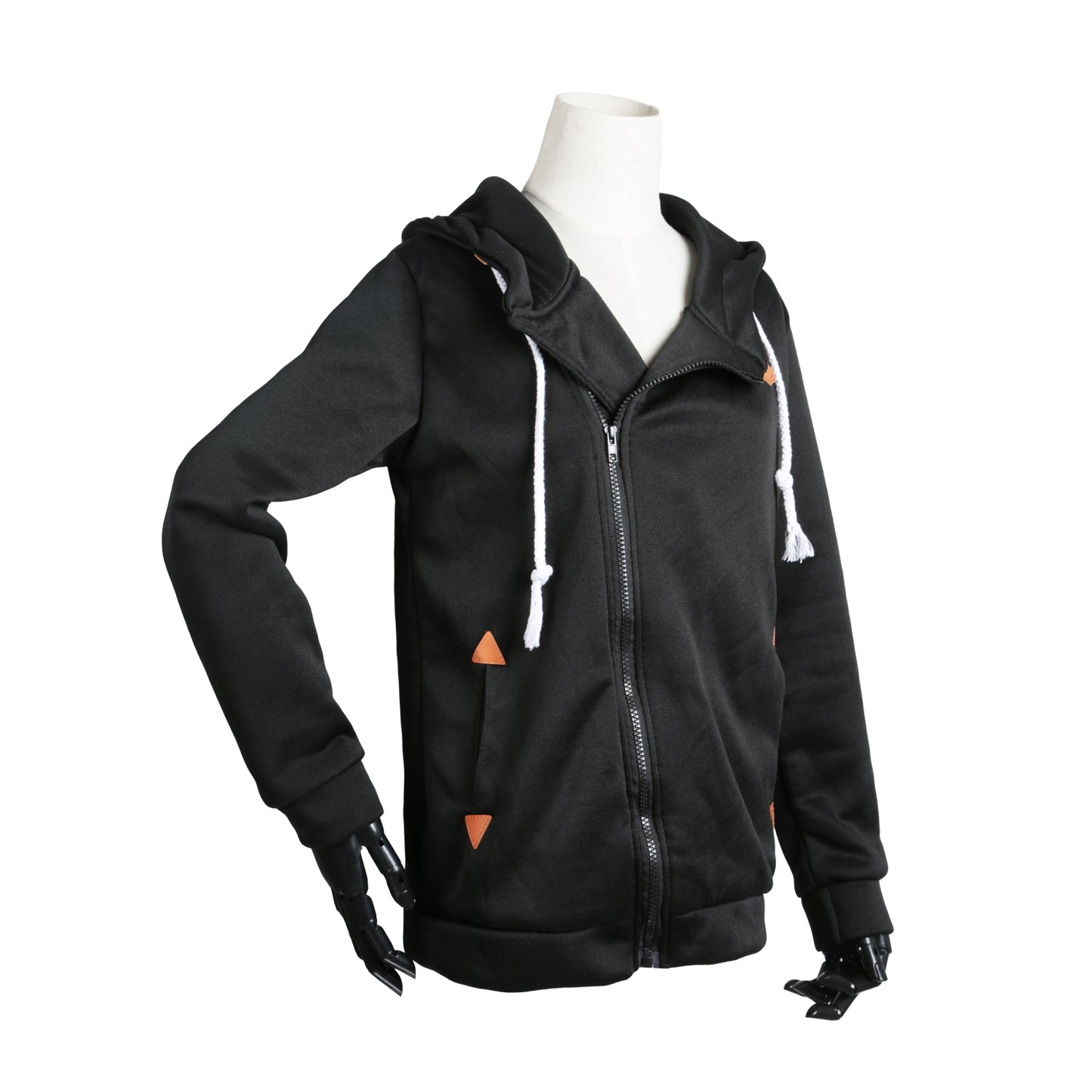 title:Women\'s Full Zip-up Brushed Inner Hoodie Sweatshirt;color:Black