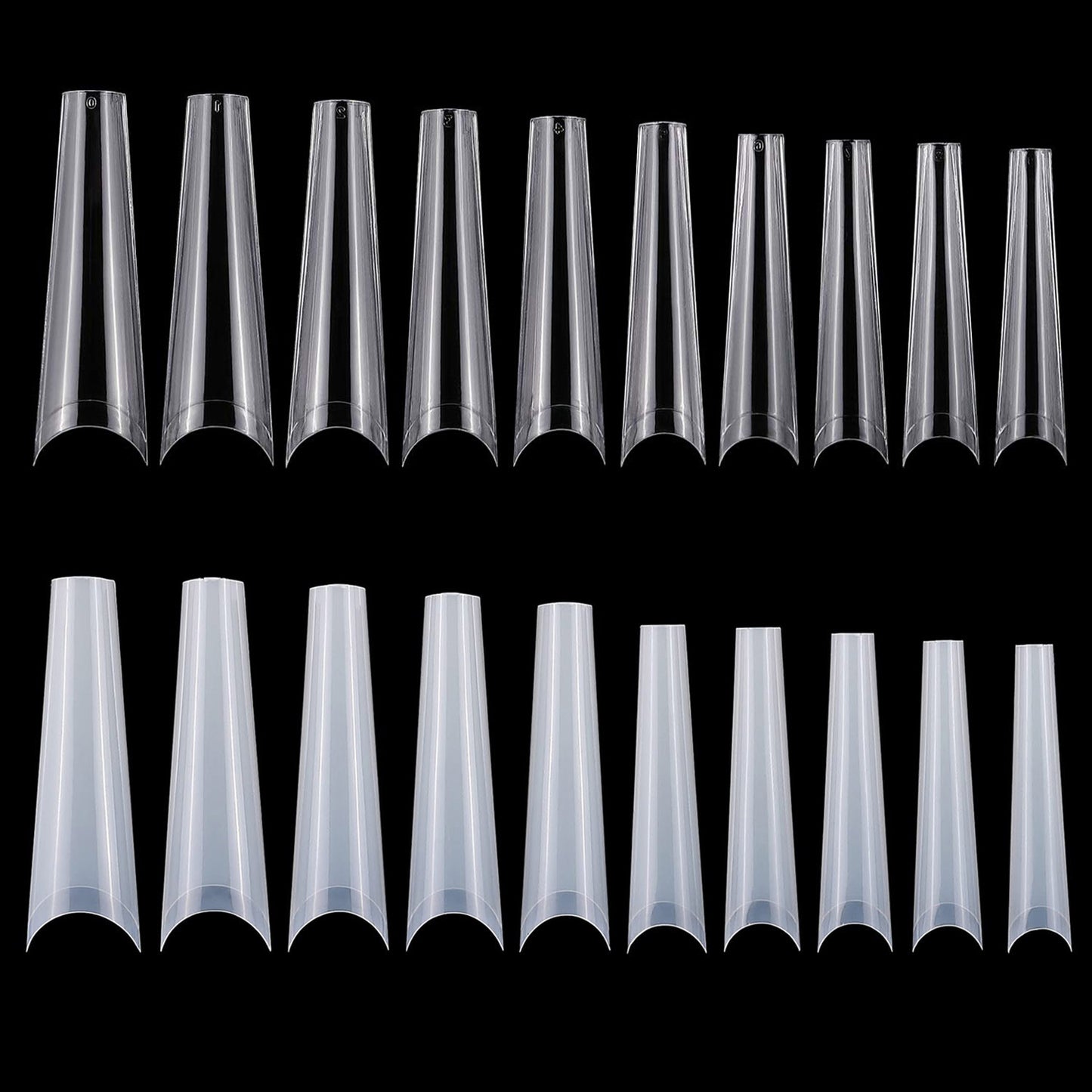 title:500Pcs False Nail Tips C Curve Half Cover French Nails Extra Long Fake Finger Nails For Nail Art Salons Home DIY 10 Sizes;color:Transparent