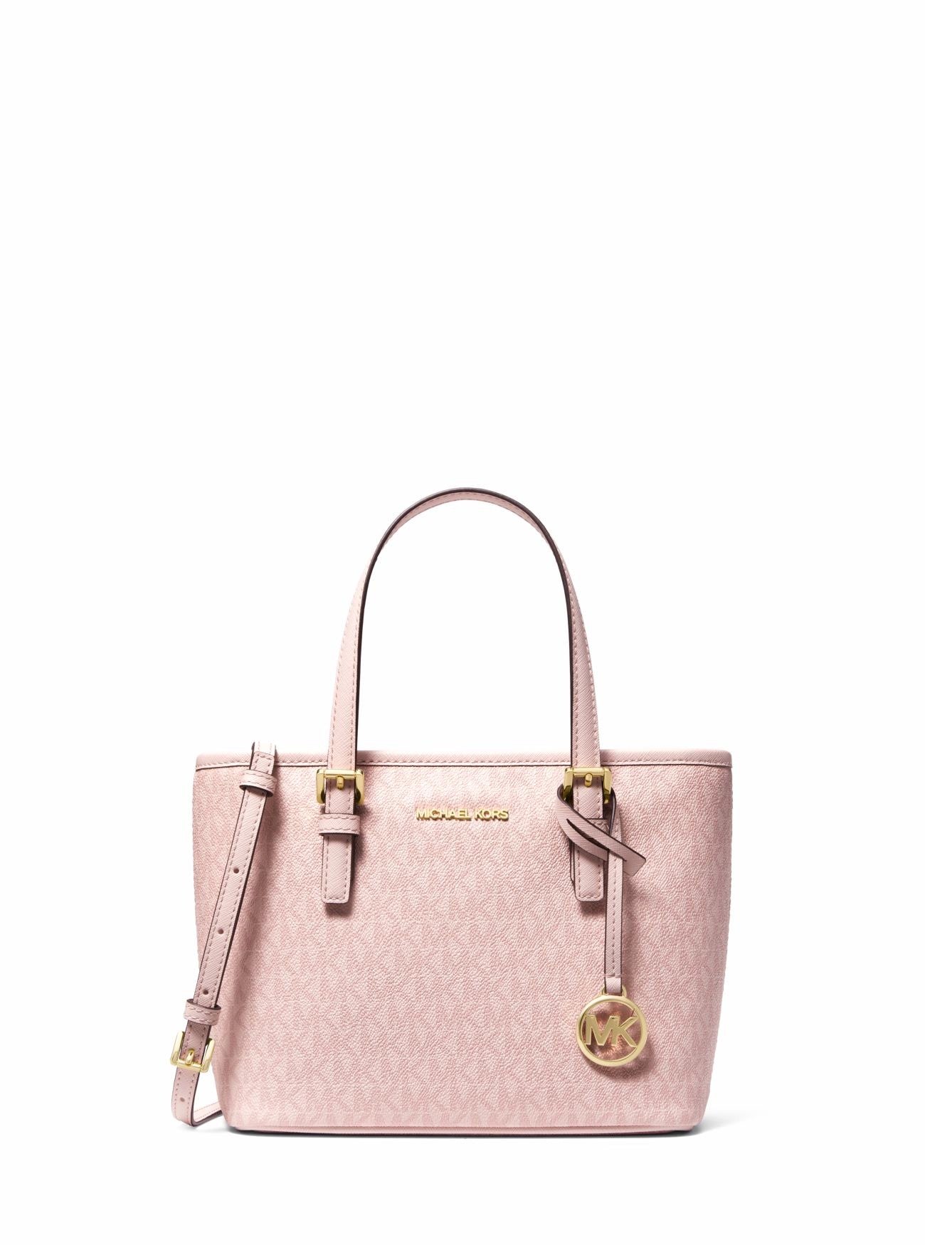 title:Michael Kors Women's Dark Powder Blush Jet Set Travel Extra-Small Logo Top-Zip Tote Bag;color:Dark Powder Blush