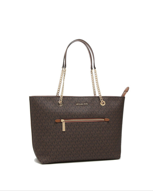 Jet Set Logo Front Zip Chain Tote