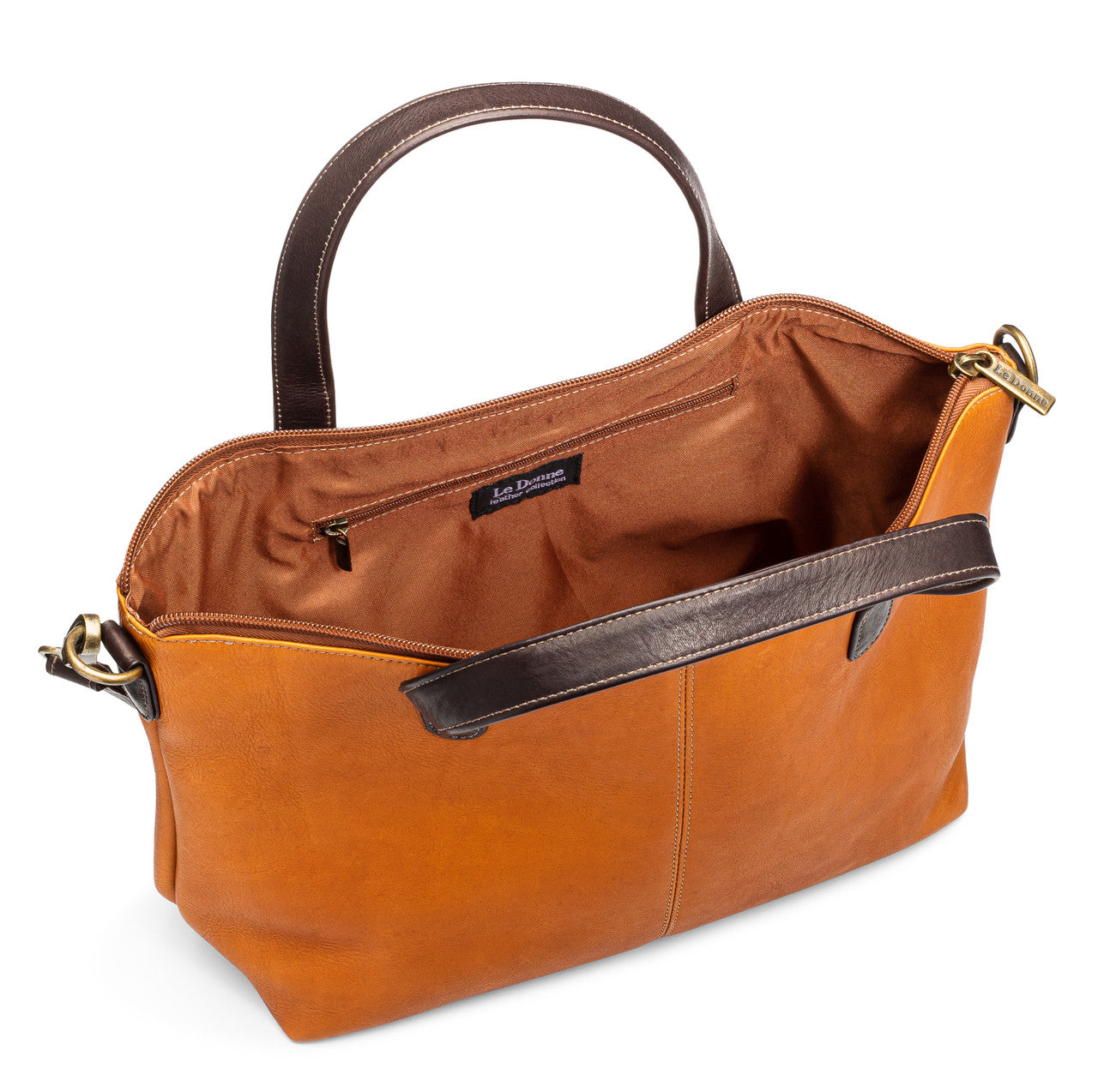 title:Le Donne Leather Kelly Satchel;color:TAN/CAFÉ