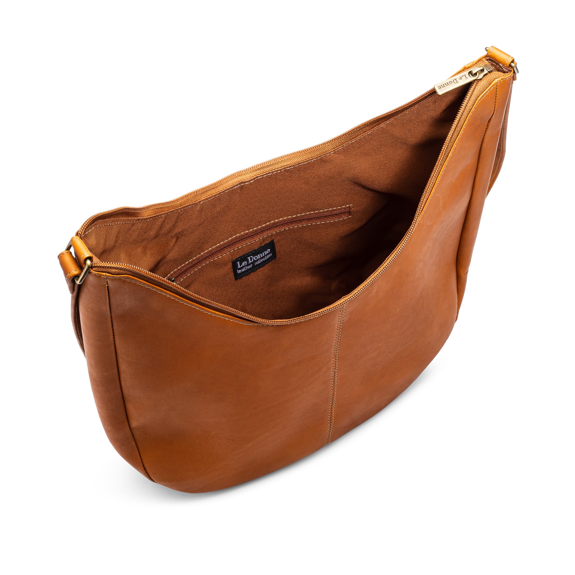 title:Leather Half Moon Crossbody;color:Tan