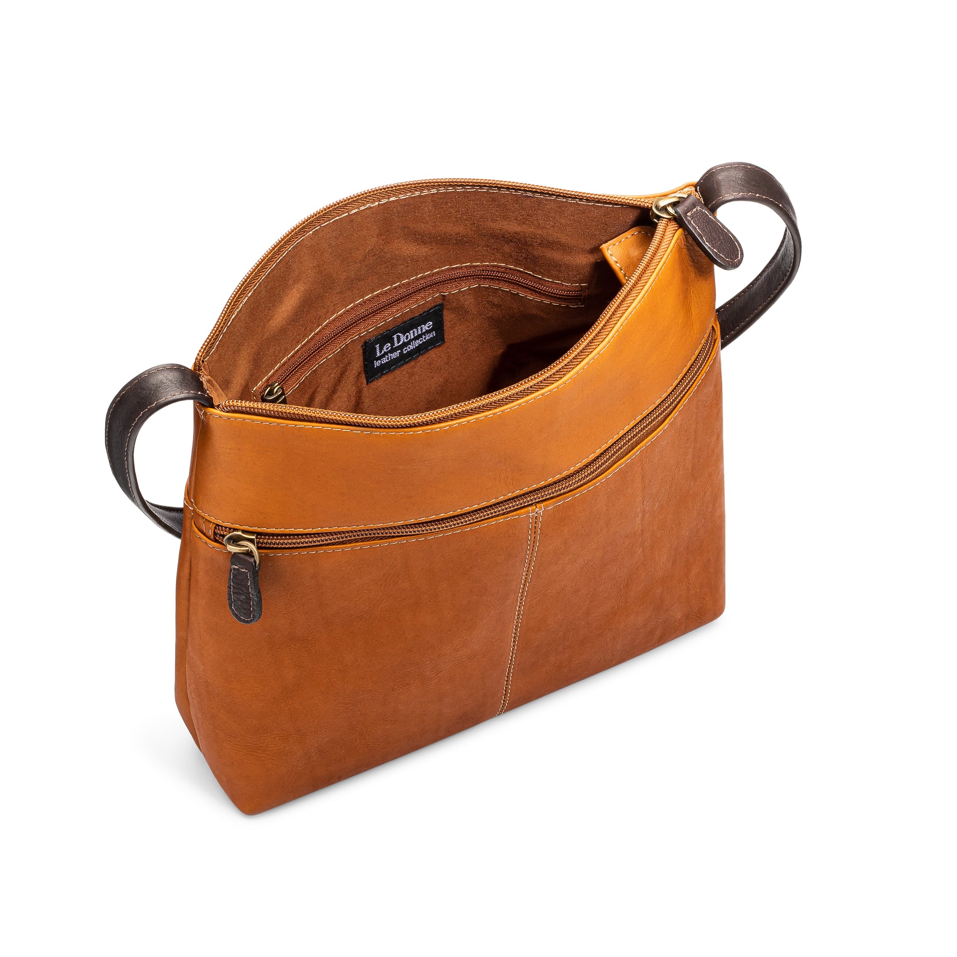 title:Le Donne Leather Sinclair Crossbody;color:TAN/CAFÉ