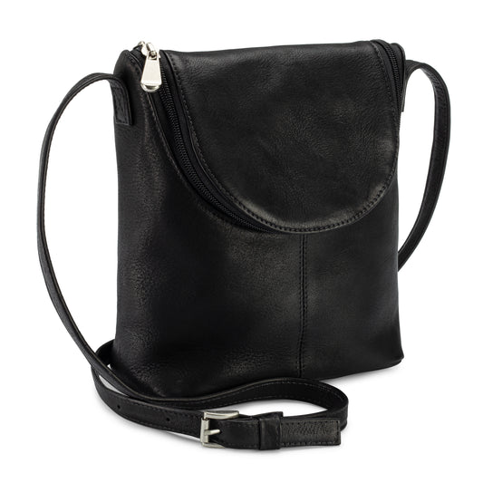 title:Le Donne Leather Casper U Zip Crossbody;color:BLACK