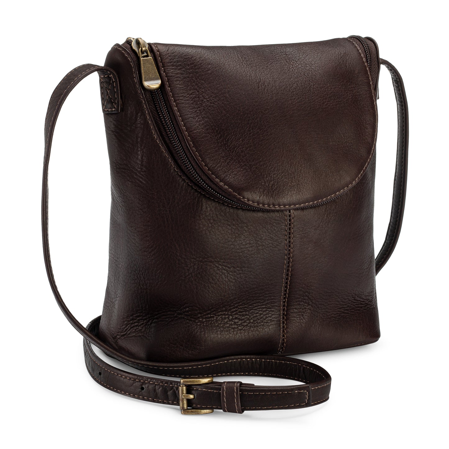 title:Le Donne Leather Casper U Zip Crossbody;color:CAFE