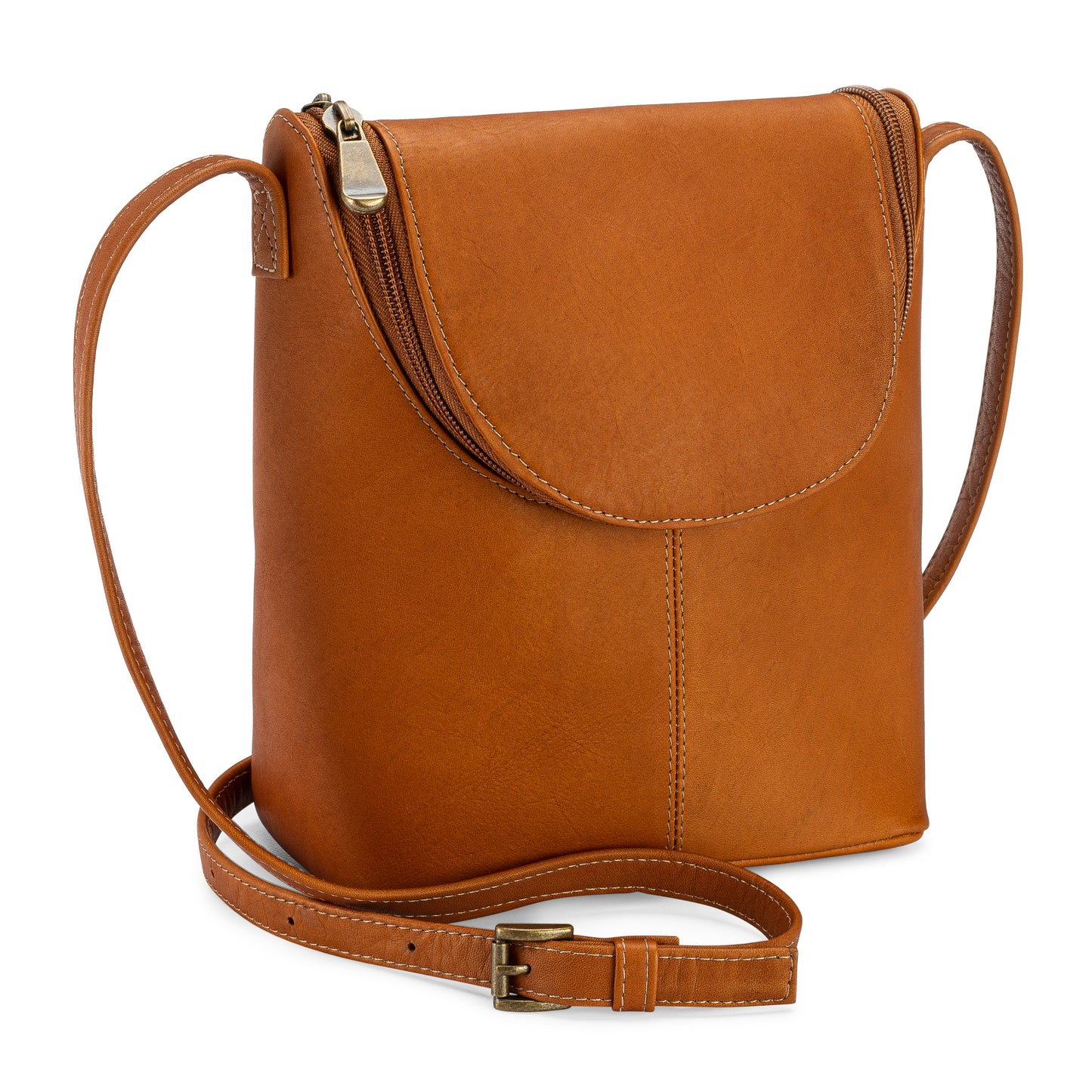 title:Le Donne Leather Casper U Zip Crossbody;color:TAN