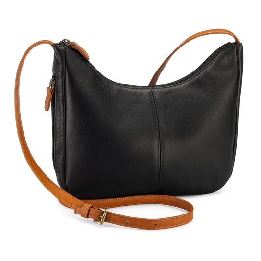 title:Le Donne Leather Eden Crossbody;color:BLACK/TAN