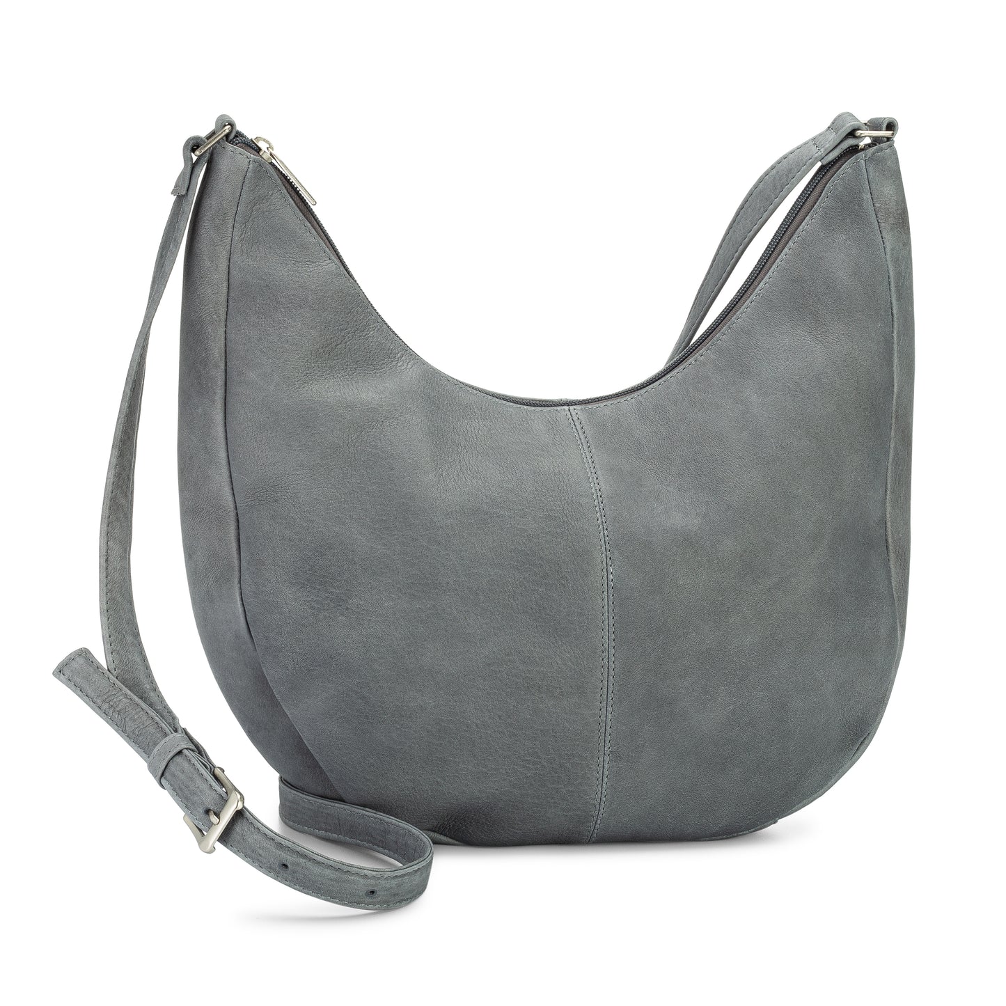 title:Leather Half Moon Crossbody;color:Gray